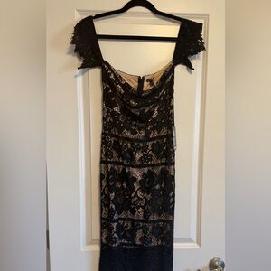 Express Size 2 Elegant Black Midi Lace Dress